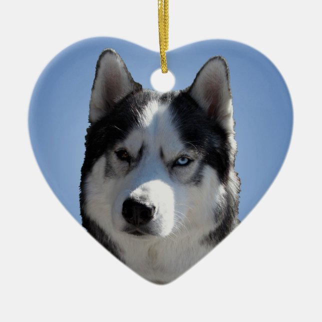 Husky Ornament Personalised Sled Dog Decoration (Front)