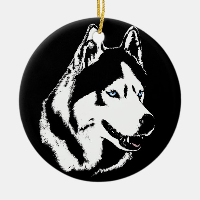 Husky Ornament Personalised Sled Dog Decoration (Front)