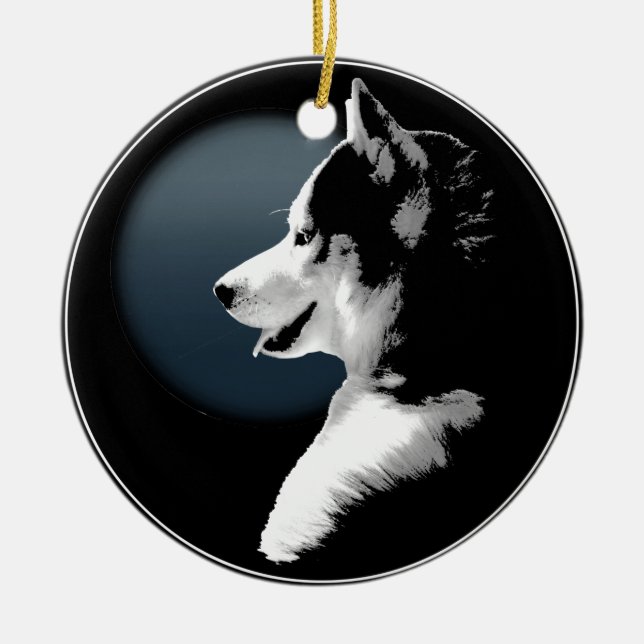 Husky Ornament Personalised Wolf Dog Decoration (Front)