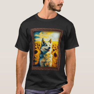 Husky Painting Sunflower Flower Mum Women Floral T-Shirt