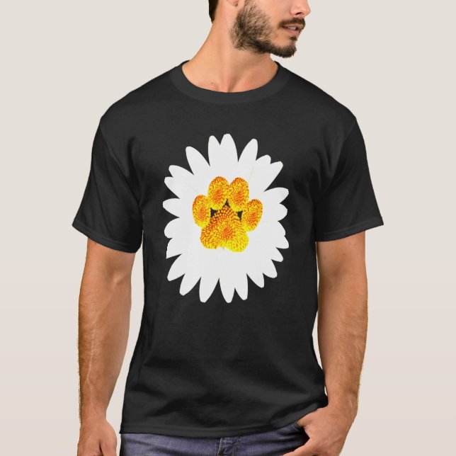 Husky Paw In Daisy Floral T-Shirt (Front)