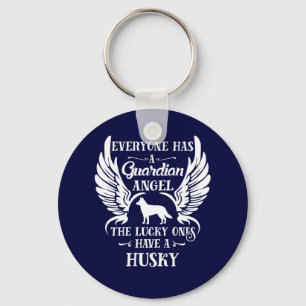 Husky pet dog guardian angel key ring