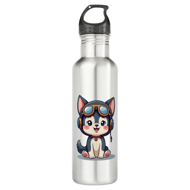 Husky Pilot Dog Lover Malamute 710 Ml Water Bottle (Front)