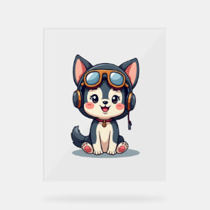 Husky Pilot Dog Lover Malamute Acrylic Sign