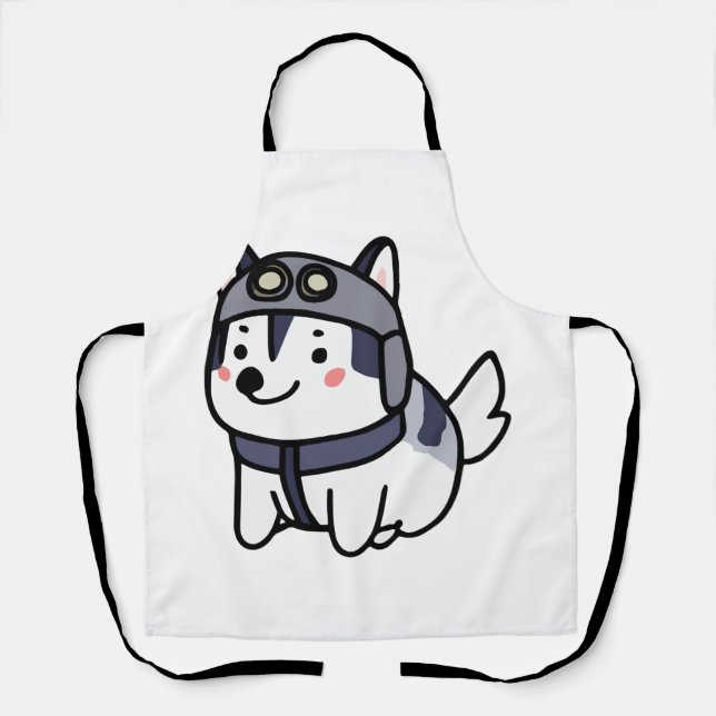 Husky Pilot Dog Lover Malamute Apron (Front)