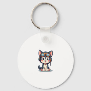 Husky Pilot Dog Lover Malamute Key Ring