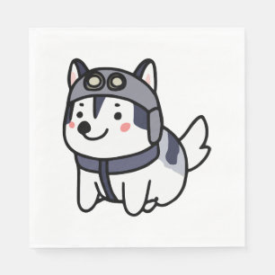 Husky Pilot Dog Lover Malamute Napkin