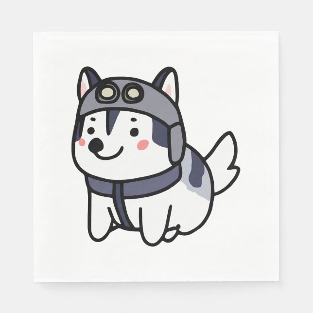 Husky Pilot Dog Lover Malamute Napkin (Front)
