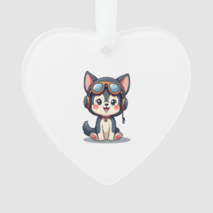 Husky Pilot Dog Lover Malamute Ornament