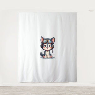 Husky Pilot Dog Lover Malamute Tapestry