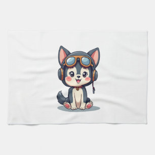 Husky Pilot Dog Lover Malamute Tea Towel