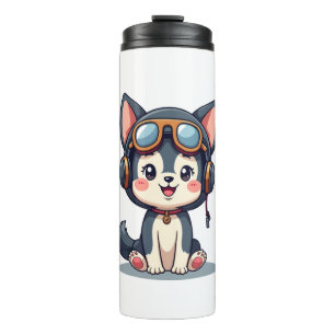 Husky Pilot Dog Lover Malamute Thermal Tumbler