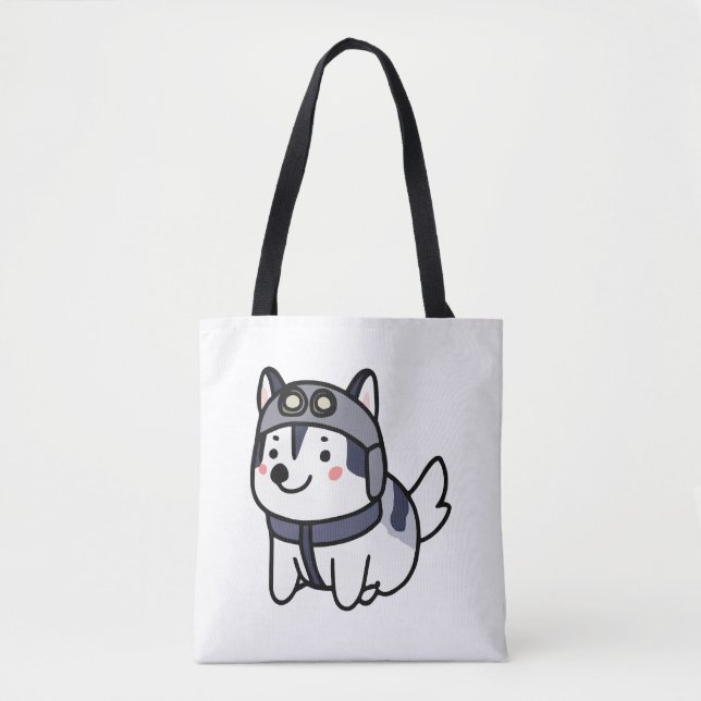 Husky Pilot Dog Lover Malamute Tote Bag (Front)