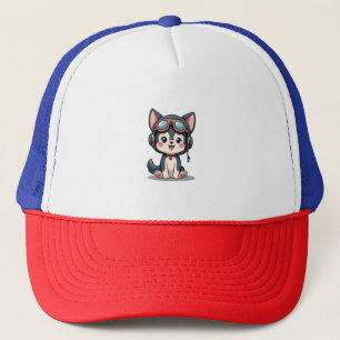 Husky Pilot Dog Lover Malamute Trucker Hat