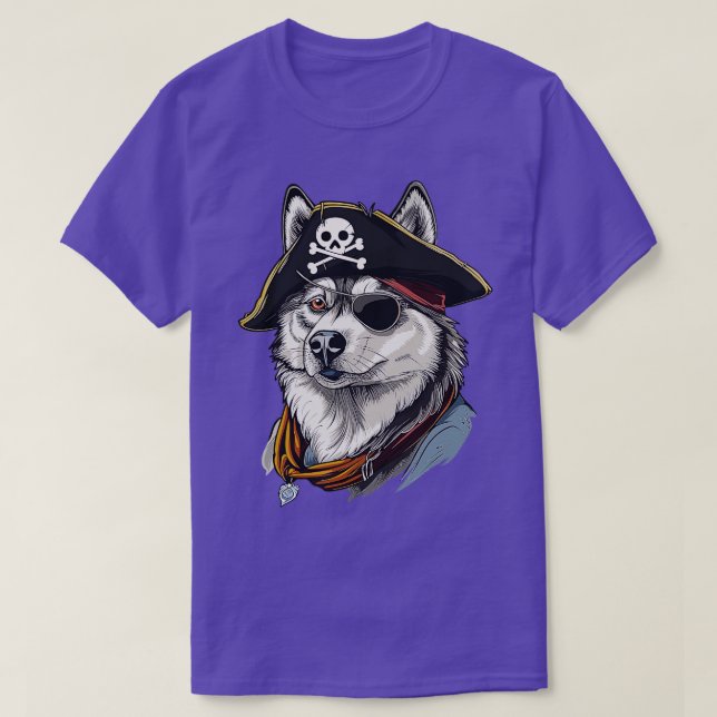 Husky Pirate Captain T-Shirt (Design Front)