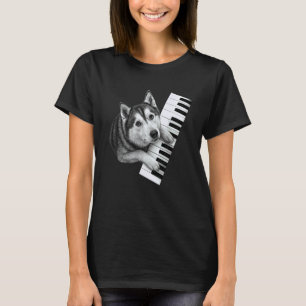 Husky Playing Piano Pianist Dog Lover T-Shirt