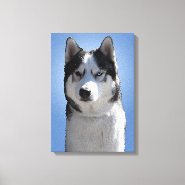 Husky Print Stretched Husky Malamute Dog Canvas (Front)