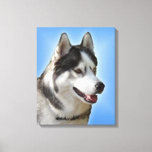 Husky Print Stretched Husky Malamute Dog Canvas