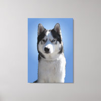 Husky Print Stretched Husky Malamute Dog Canvas