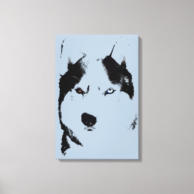Husky Print Stretched Husky Malamute Dog Canvas (Front)