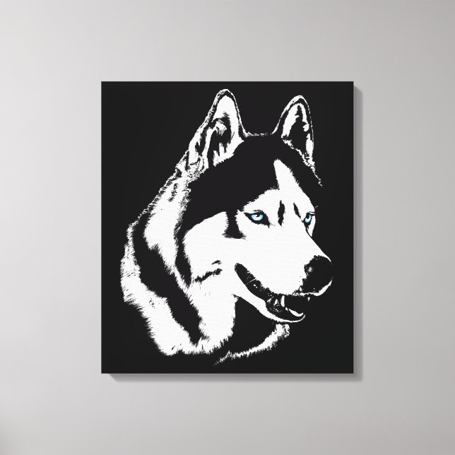 Husky Print Stretched Siberian Husky Dog Canvas (Front)