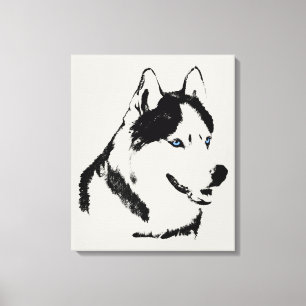 Husky Print Stretched Siberian Husky Dog Canvas