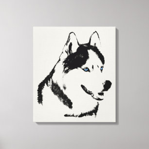 Husky Print Stretched Siberian Husky Dog Canvas