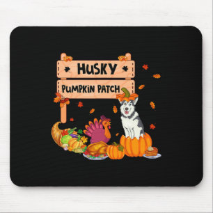 Husky Pumpkin Patch Thanksgiving Dog In Pumpkin Fa Mouse Mat