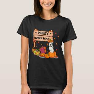 Husky Pumpkin Patch Thanksgiving Dog In Pumpkin Fa T-Shirt