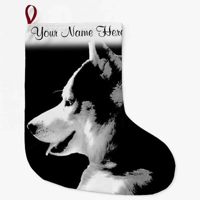 Husky Pup Christmas Stocking Custom Husky Stocking (Front)