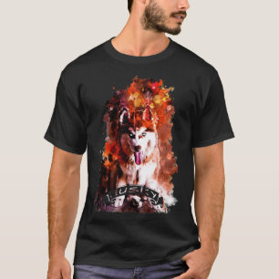 Husky Puppy Dog Watercolor Splatters T-Shirt