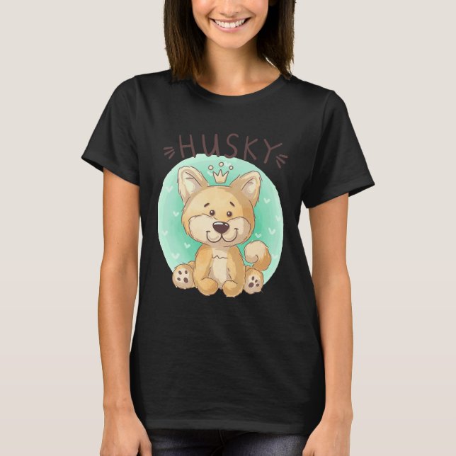 Husky Puppy King Style T-Shirt (Front)