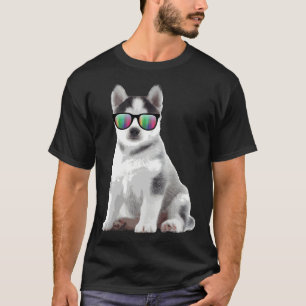 Husky Puppy Sunglasses Dogs Animals T-Shirt