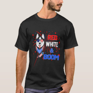 Husky Red White Boom 4th Of July T-Shirt