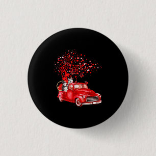 Husky Riding Red Truck  Valentine Butterfly Heart 3 Cm Round Badge