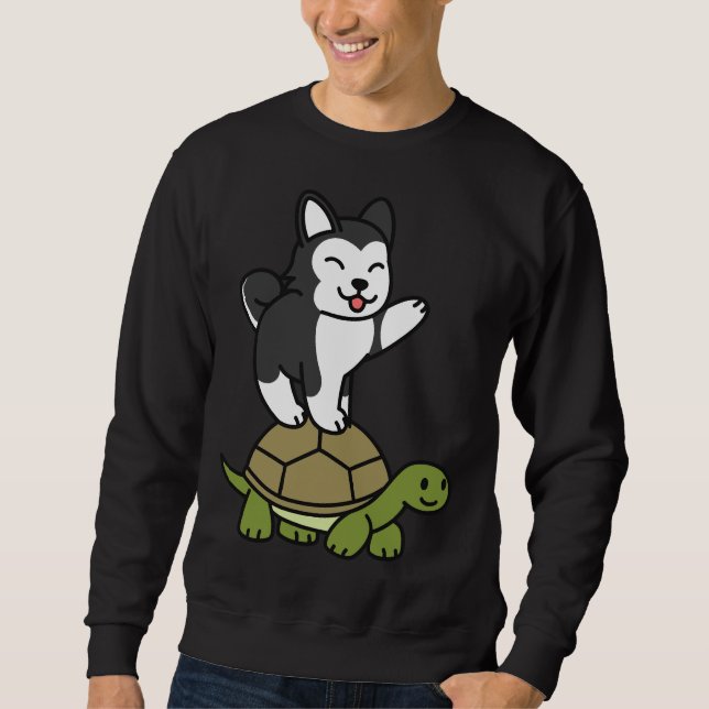 Husky Riding Tortoise Sweatshirt (Front)