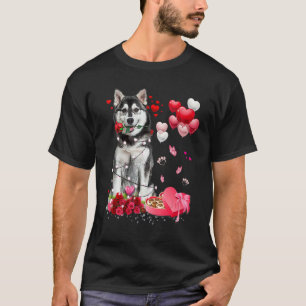 Husky Rose Heart Happy Valentine Day Dog Mom T-Shirt