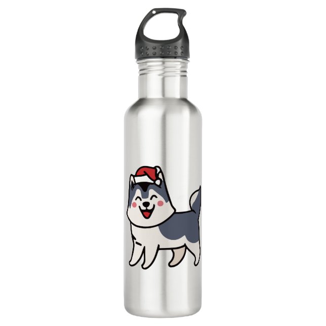 Husky Santa Dog Lover Malamute 710 Ml Water Bottle (Front)