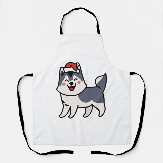 Husky Santa Dog Lover Malamute Apron (Front)