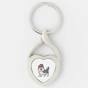 Husky Santa Dog Lover Malamute Key Ring