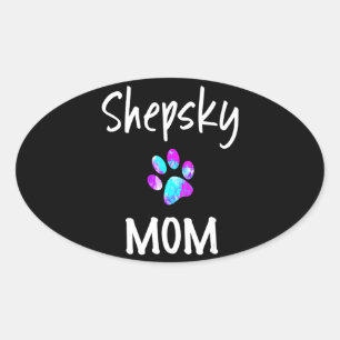 Husky   Shepsky Mum German Shepherd Husky Mix Dog Oval Sticker