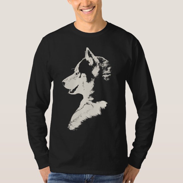 Husky Shirt Wolf Art Long Sleeve Tee Dog Shirts (Front)