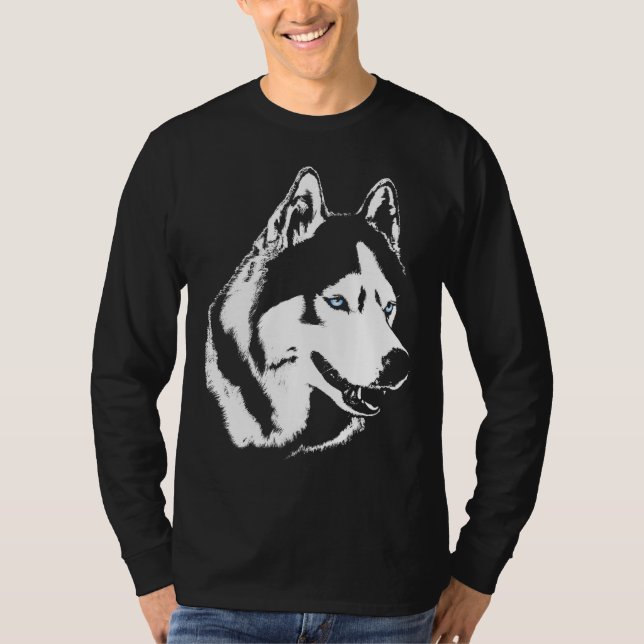 Husky Shirt Wolf Art Long Sleeve Tee Dog Shirts (Front)