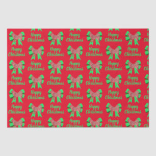 Husky Siberian Christmas Dog & Green Bow Tissue Paper