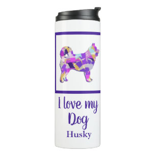 Husky Siberian Cute Dog Silhouette Purple PY&B  Thermal Tumbler
