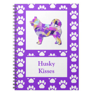 Husky Siberian Dog Silhouette Paw Purple PY&B Notebook