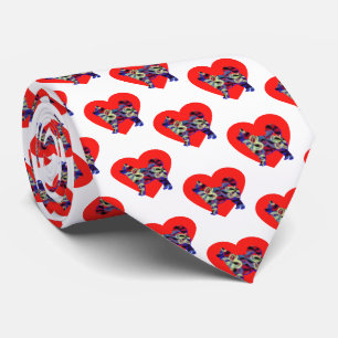 Husky Siberian Dog Silhouette Valentines Day White Tie