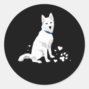 Husky Siberian Husky Sweet White Snow Dog Classic Round Sticker