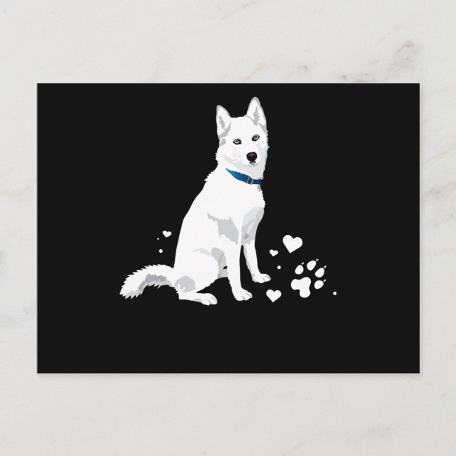 Husky Siberian Husky Sweet White Snow Dog Holiday Postcard (Front)