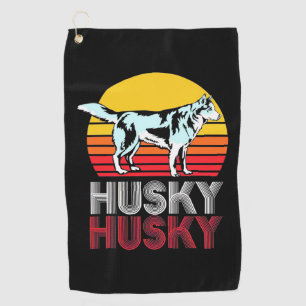Husky Siberian Retro Vintage Golf Towel